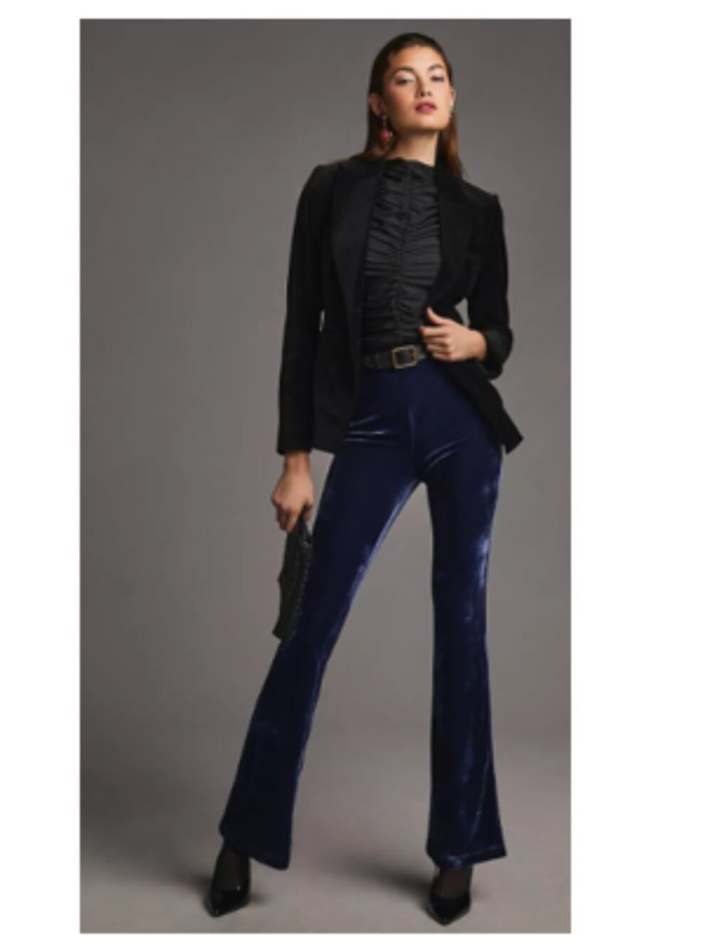 By Anthropologie Bootcut Velvet Pants in Purple Blue – Size Small